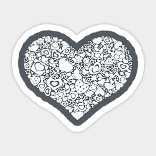 Valentites heart of objects white Sticker